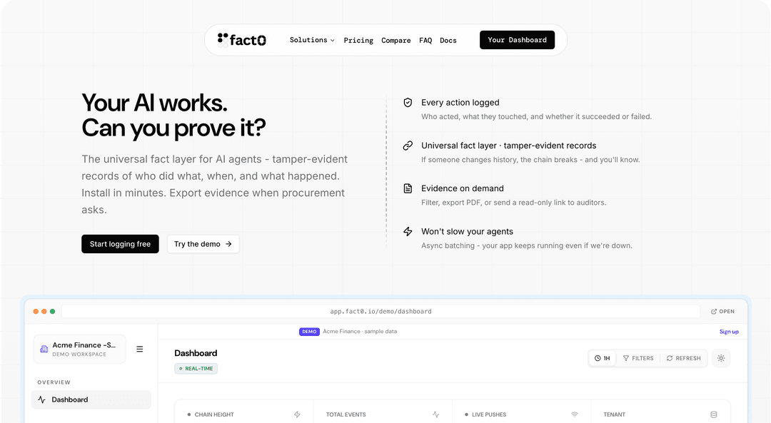 Fact0 | AI Agent Audit & Compliance Infrastructure