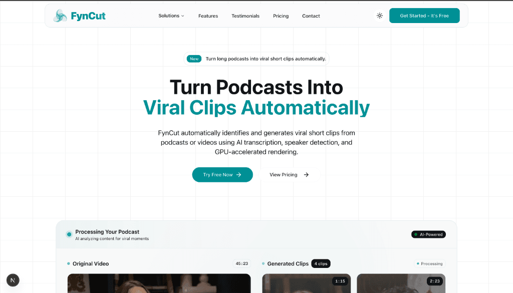 FynCut - AI-Powered Vertical Video Clip Generator | OSS