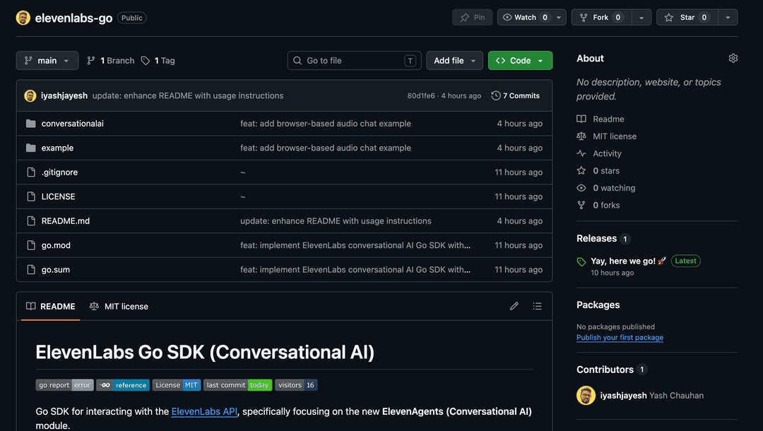 ElevenLabs Go SDK (Conversational AI) | OSS